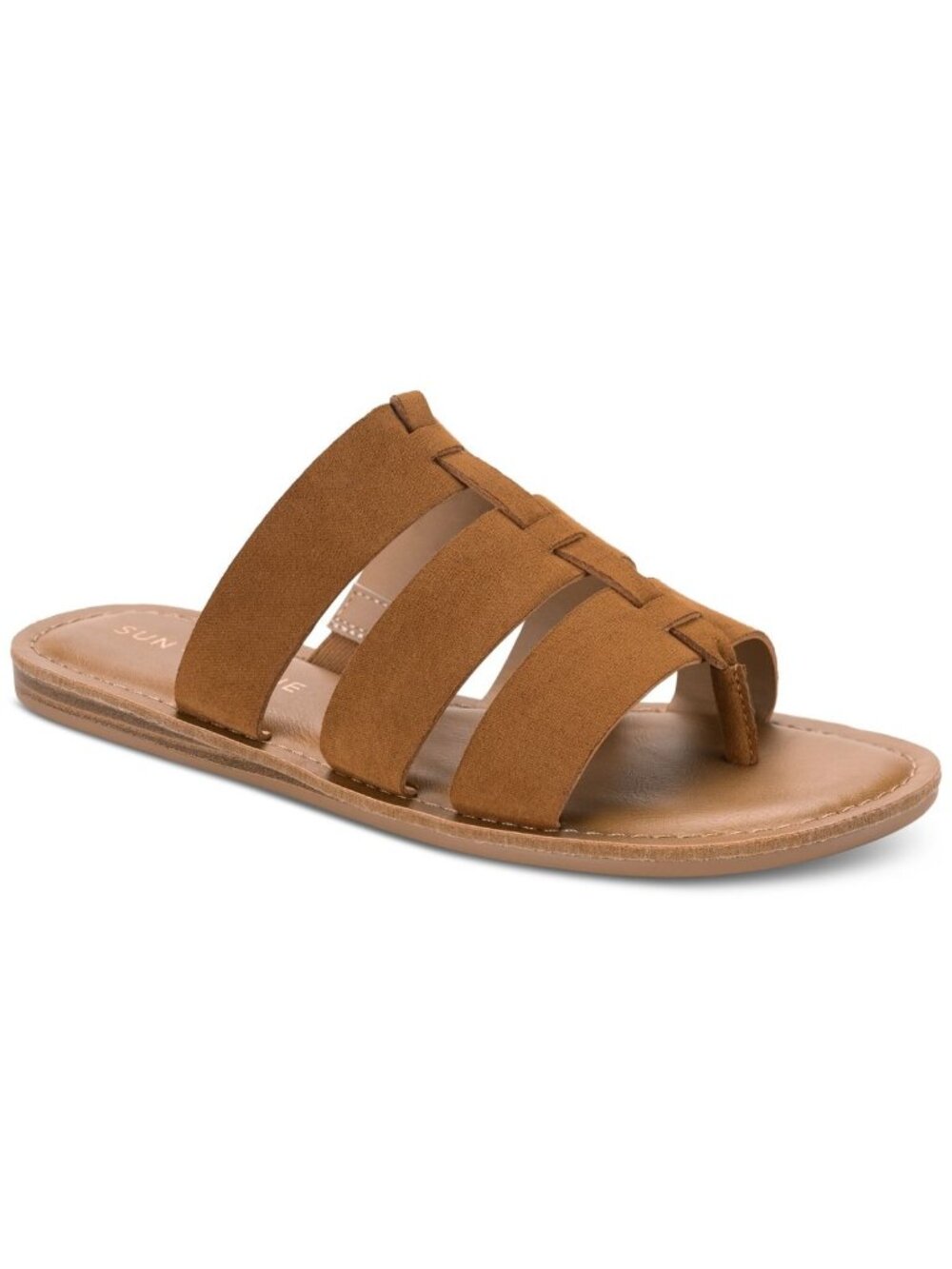 Sun + Stone Womens Oliaa Faux Suede Toe-Post Slide Sandals Brown Size 6M NWB